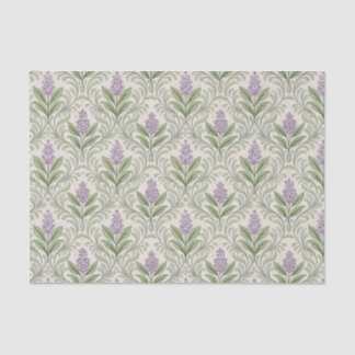 Antikes lila Damast Blumen Botanik Creme Symmetris Seidenpapier