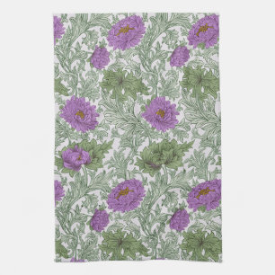 Antikes Lila Moosgrün William Morris Blumenmuster Geschirrtuch
