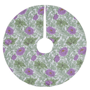 Antikes Lila Moosgrün William Morris Blumenmuster Polyester Weihnachtsbaumdecke