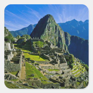 Antikes Machu Picchu, letzte Zuflucht der 2 Quadratischer Aufkleber