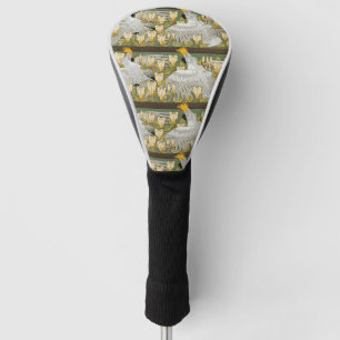 Antikes Magnolienkunstwerk mit einem grauen Kakadu Golf Headcover