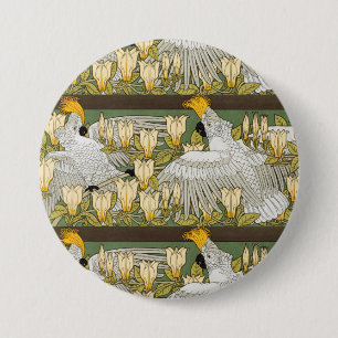 Antikes Magnolienkunstwerk mit grauem Kakadu Papag Button