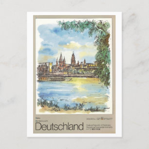 Antikes Mainz Deutschland Aquarell Reiseplakat Postkarte