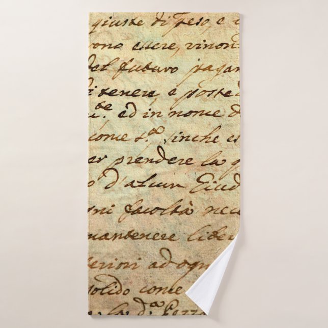 Antikes Manuskript aus dem 1700. Jahrhundert in Ti Badehandtuch (Badehandtuch)