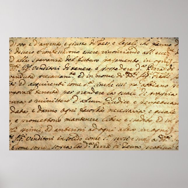 Antikes Manuskript aus dem 1700. Jahrhundert in Ti Poster (Vorne)