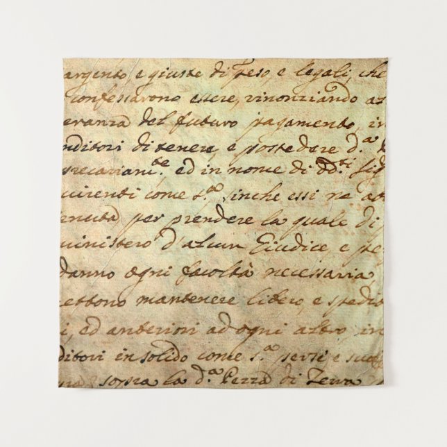 Antikes Manuskript aus dem 1700. Jahrhundert in Ti Wandteppich (Vorderseite)