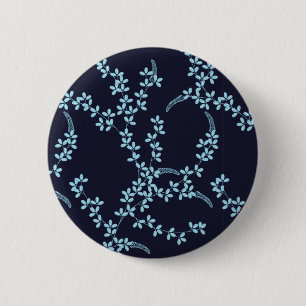Antikes Marineblau Garten Blumen Nacht Button