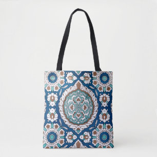 Antikes marokkanisches Türkis- und Blaublumenmuste Tasche