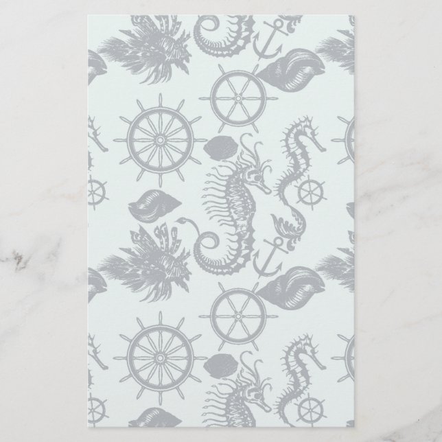 Antikes Meerestiere Muster Briefpapier (Vorderseite)
