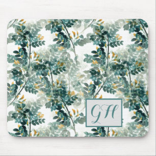 Antikes Meergrün-Blattwerk Elegantes Muster Mousepad