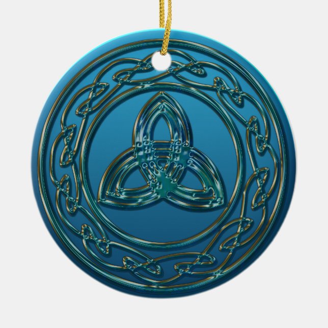 Antikes Metallkeltischer Dreiheits-Knoten im Keramik Ornament (Vorne)