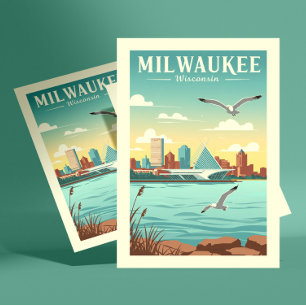 Antikes Milwaukee Wisconsin Postkarte