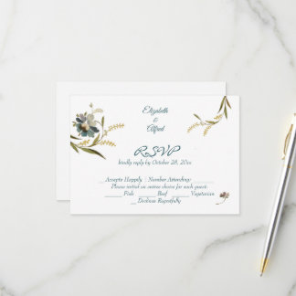 Antikes Monogramm Blumenranke RSVP Karte