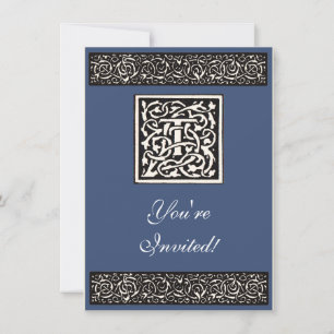 Antikes Monogramm T im Jugendstil-Letterdesign Einladung
