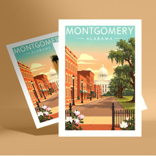 Antikes Montgomery Alabama Postkarte