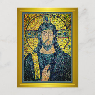 Antikes Mosaikbild Jesu Christi der Erlöser Postkarte
