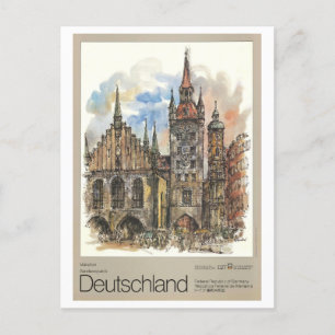 Antikes München Deutschland Aquarell-Reiseposter Postkarte