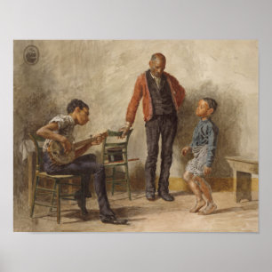 Antikes Musikblatt Tanzstunde Banjo-Musiker Poster