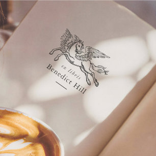 Antikes mythisches Pegasus Ex Libris Buch Gummistempel
