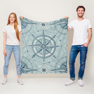 Antikes nautisches Kompassrosenmuster Fleecedecke