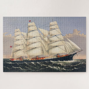 Antikes nautisches Segelschiff Currier & Ives