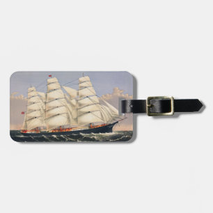 Antikes nautisches Segelschiff Currier & Ives Gepäckanhänger
