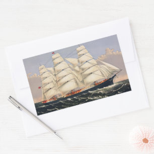 Antikes nautisches Segelschiff Currier & Ives Rechteckiger Aufkleber