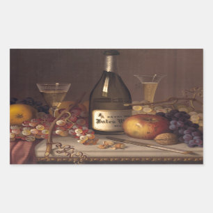 Antikes Obst und Wein Rechteckiger Aufkleber