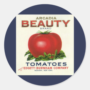 Antikes Obstkistenetikett, Arcadia Beauty Tomaten Runder Aufkleber