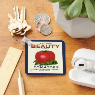 Antikes Obstkistenetikett, Arcadia Beauty Tomaten Schlüsselanhänger