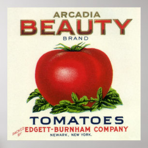 Antikes Obstkistenlabel, Arcadia Beauty Tomaten Poster