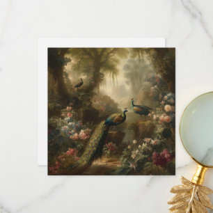 Antikes Ölbild Pfau Englischer Garten Dankeskarte