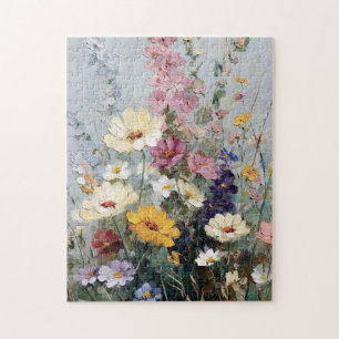 Antikes Ölgemälde von Wildblumen