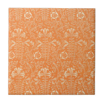 Antikes Orangen- und Weißes Blumenmuster