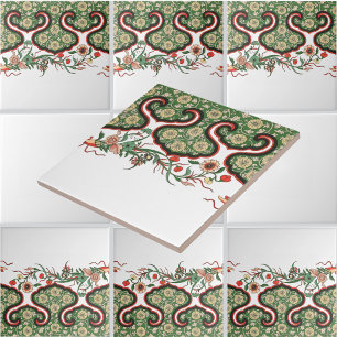 Antikes orientalisch-chinesisches Blumenfriesmuste Fliese