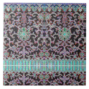 Antikes orientalisches Blumenmuster lila türkis Fliese
