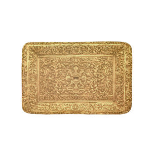 Antikes ornamentales goldenes Blumenmuster Badematte