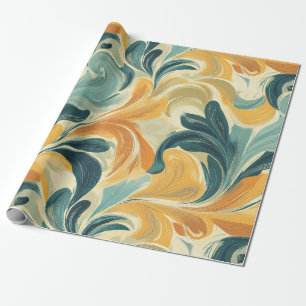 Antikes Paisley-inspiriertes Blattmuster Geschenkpapier