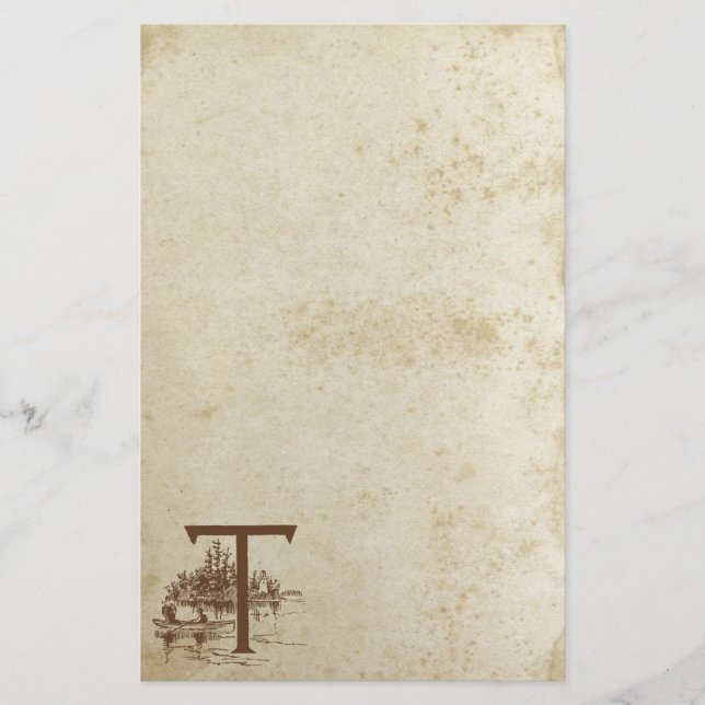Antikes Papier mit festem Buchstaben T Leere Papie (Vorderseite)