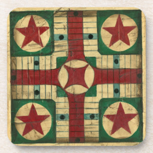 Antikes Parcheesi Spiel-Brett durch Ethan Harper Untersetzer