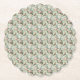 Antikes Pastell Blumen Botanisches Muster Untersetzer