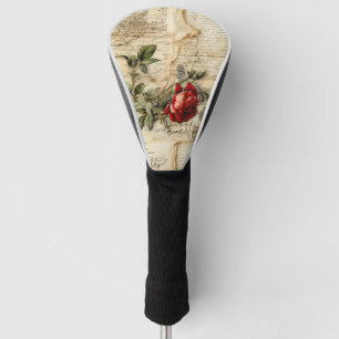 Antikes Pergament-Liebesbrief mit Blumen Golf Headcover
