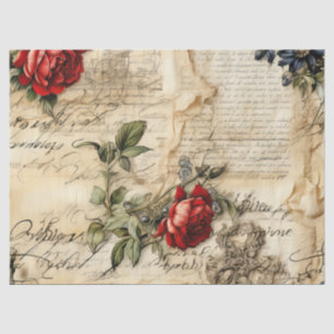 Antikes Pergament-Liebesbrief mit Blumen Seidenpapier