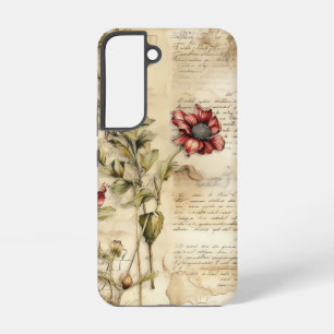 Antikes Pergament mit eleganter floraler Decoupage Samsung Galaxy Hülle