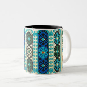 Antikes persisches türkisches Muster, blau-grün Zweifarbige Tasse