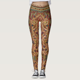 Antikes Pfauen- und Blumengartenmuster Leggings