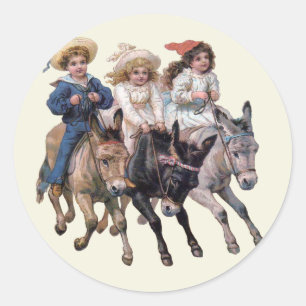 Antikes Pferd Pony Kinder Kunst Runder Aufkleber
