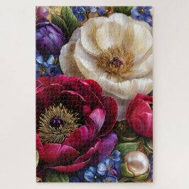 Antikes Pfingstrosen-Blumen-Botanik-Puzzle