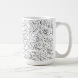 Antikes Pfingstrosen-Blumenmuster Kaffeetasse