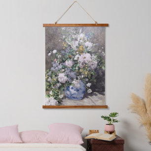 Antikes Pierre Auguste Renoir Frühlingsstrauß Wandteppich Mit Holzrahmen